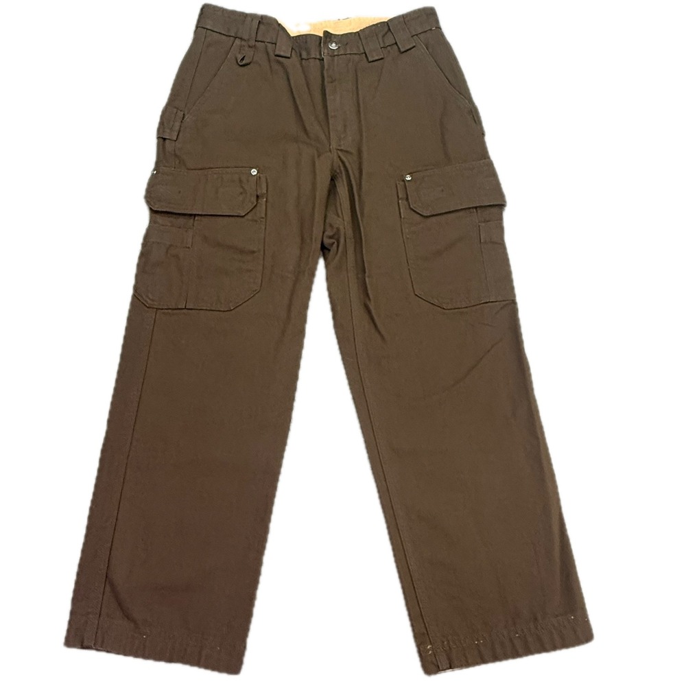 Duluth Trading Co Cargo Pants Mens 32x28 Brown Relaxed Fit Canvas Workwear 92204